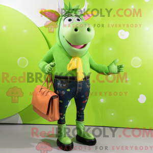 Limegrøn Zebu maskot...