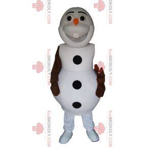 Mascote do boneco de neve branco com uma cenoura no nariz