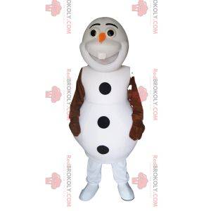 Mascote do boneco de neve branco com uma cenoura no nariz