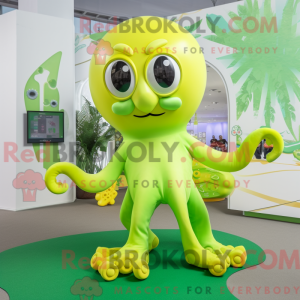 Limegrøn blæksprutte maskot...