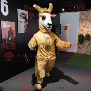 Gold Llama mascot costume...