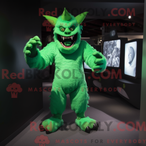 Grøn Dæmon maskot kostume...
