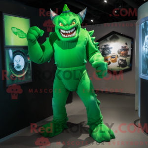 Grønn Demon maskot kostyme...