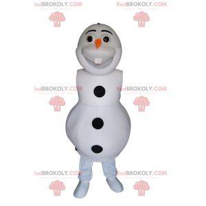 Mascote do boneco de neve branco com uma cenoura no nariz