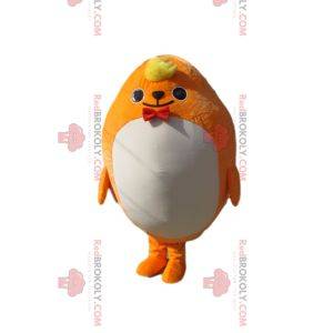 Plump gul karaktärmaskot med fluga