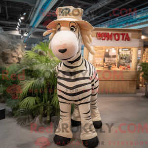 Crème zebra-mascottekostuum...