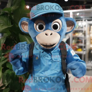 Blue Monkey maskot kostume...