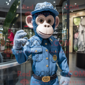 Blauwe aap mascottekostuum...