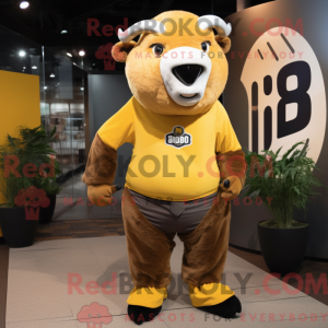 Gold Bison maskot kostume...