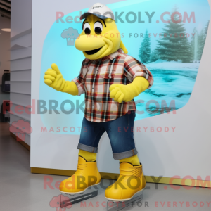 Gult par skøjter maskot...