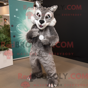 Gray Bobcat mascot costume...