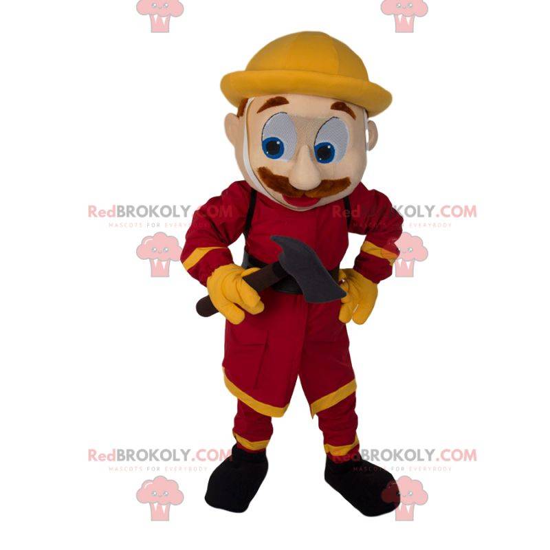 Mascote bombeiro com bigode