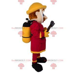 Brandweerman mascotte met snor