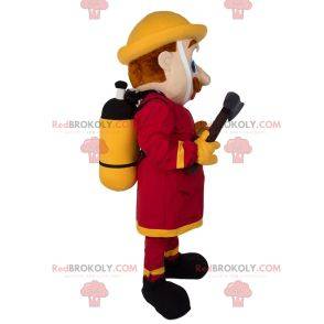 Brandweerman mascotte met snor