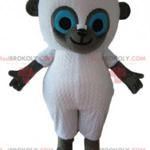 Mascotte de mouton blanc et gris aux yeux bleus - Redbrokoly.com
