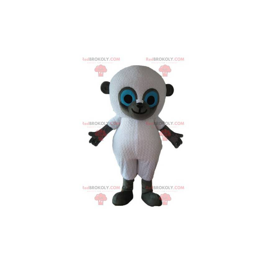 Mascote ovelha branca e cinza com olhos azuis - Redbrokoly.com