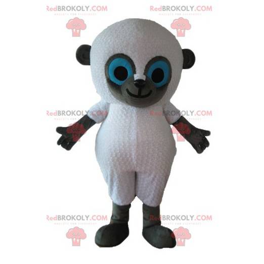 Mascotte de mouton blanc et gris aux yeux bleus - Redbrokoly.com