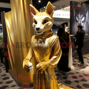 Gold Lynx-maskotdraktfigur...
