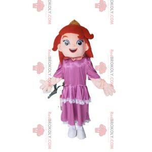 Princesa mascote, com vestido de cetim rosa.