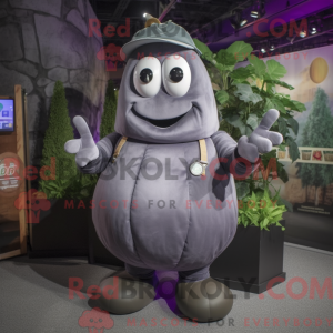 Grijze aubergine mascotte...
