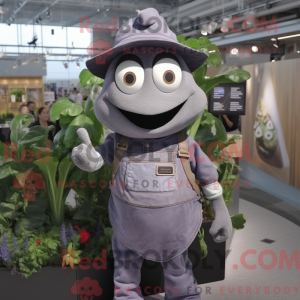 Grå auberginemaskot drakt...