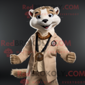 Figura de máscara de Weasel bege com blazer e braçadeira - Doninhas Mascotes - REBROKO_307769 - RedBrokoly.com