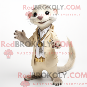 Mascotte de belette beige...