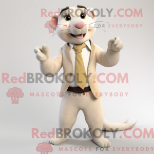 Beige Weasel maskot kostume...