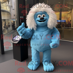 Himmelblå Yeti maskot...