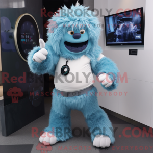 Sky Blue Yeti mascot...