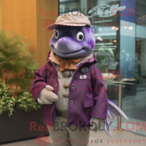 Lilla laks maskot drak...