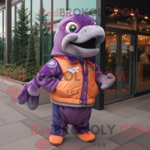 Lilla laks maskot drak...