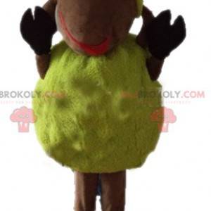 Mascotte de mouton jaune et marron doux et poilu -