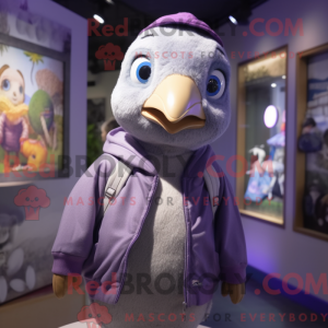 Fantasia de mascote de codorna lavanda com moletom e gravatas - Mascotes de codorna - REBROKO_307830 - RedBrokoly.com
