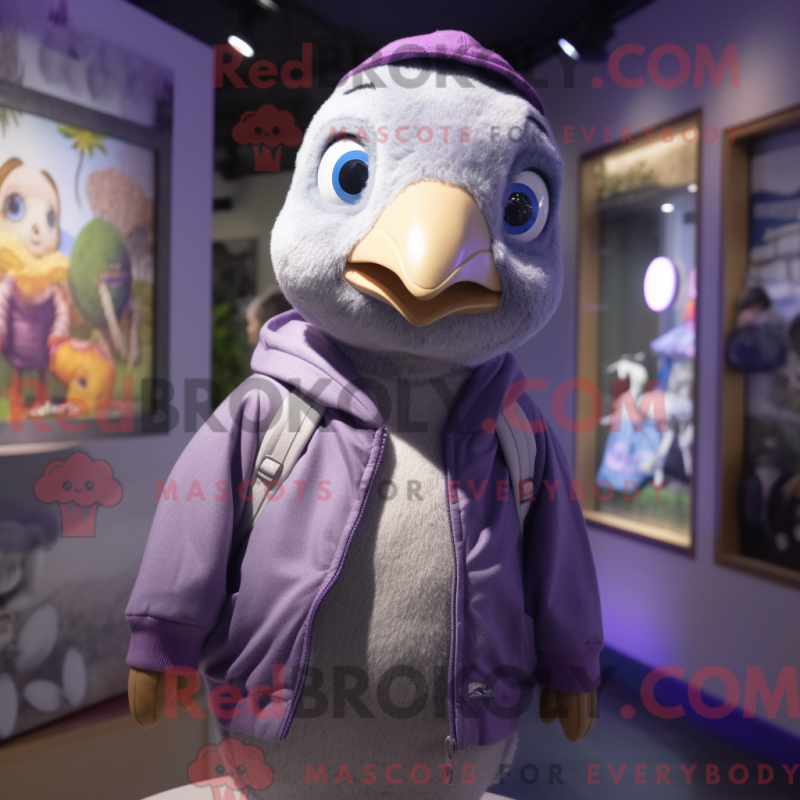 Fantasia de mascote de codorna lavanda com moletom e gravatas - Mascotes de codorna - REBROKO_307830 - RedBrokoly.com