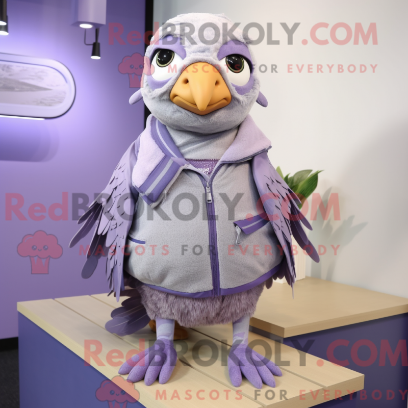 Fantasia de mascote de codorna lavanda com moletom e gravatas - Mascotes de codorna - REBROKO_307831 - RedBrokoly.com