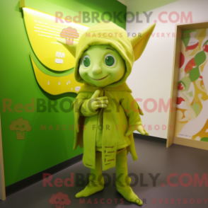 Limegrön alvmaskot med kappa och omslag - Elfmaskotar - REBROKO_307871 - RedBrokoly.com