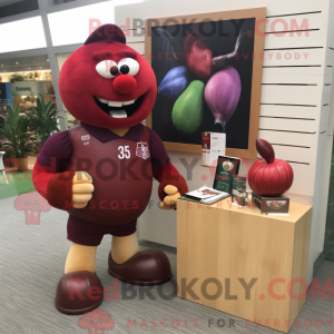 Maroon Apple mascot costume...