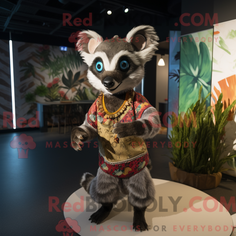 Fantasia de mascote de civeta com macacão e xales - Mascotes civeta - REBROKO_307919 - RedBrokoly.com