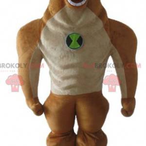 Mascotte aliena mostro dinosauro arancione e beige -