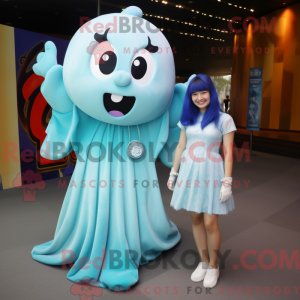 Cyan Ghost-maskotdraktfigur...