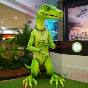 Limegrøn Coelophysis maskot...
