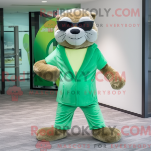 Lime Green Wydra maskot...