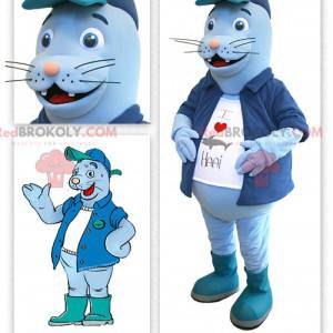 Blue sea lion mascot - Redbrokoly.com