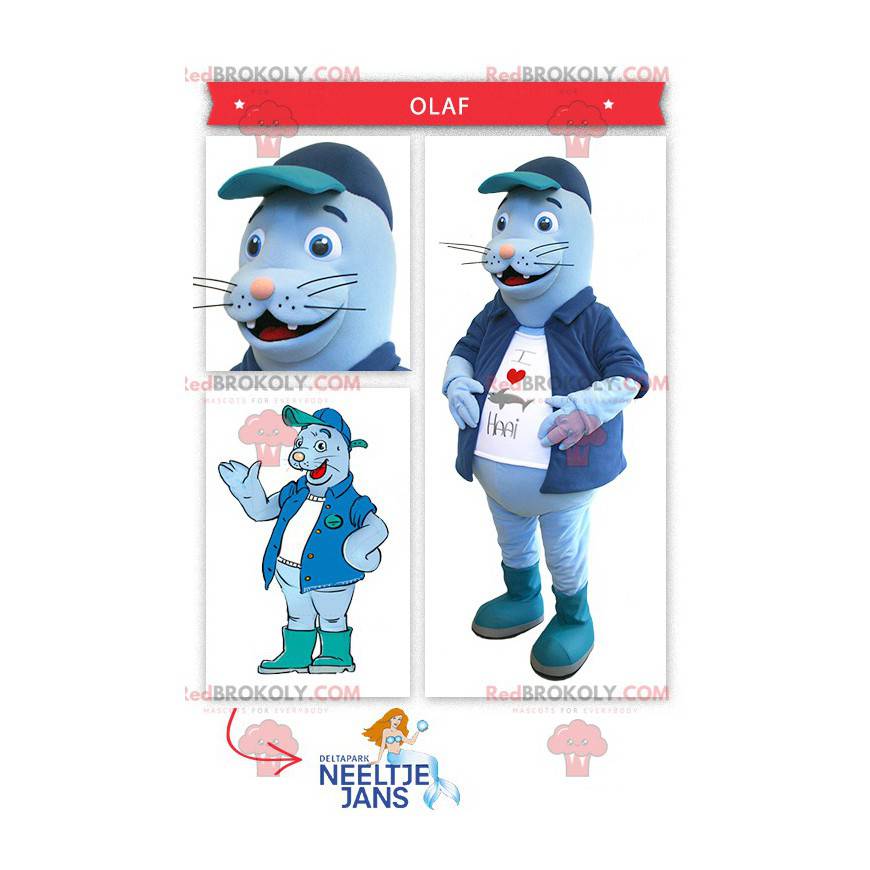 Mascote leão marinho azul - Redbrokoly.com