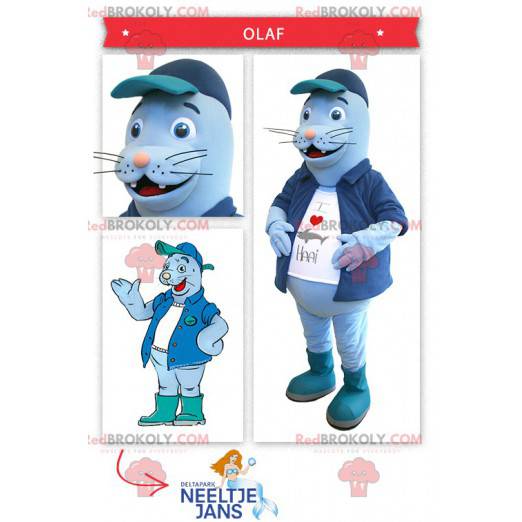 Mascotte del leone di mare blu - Redbrokoly.com