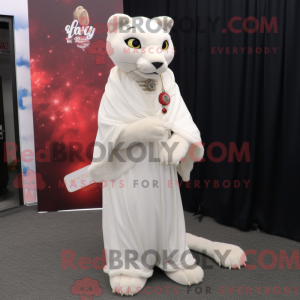 Hvit Puma-maskotdraktfigur...