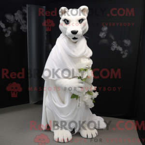 Hvit Puma-maskotdraktfigur...