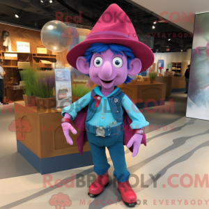 Magenta Elf maskot kostume...