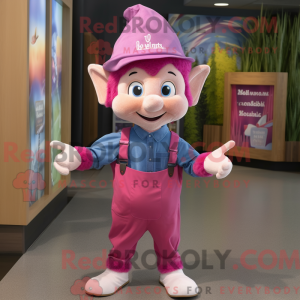 Magenta Elf-mascottekostuum...